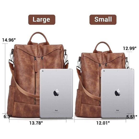OLYE Leather Backpack for Women- A-brown main image 7